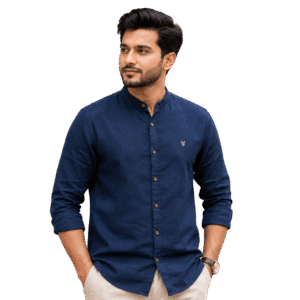 Men’s Premium Linen Shirt – Navy Blue
