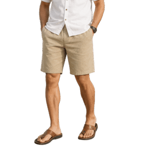 Men’s Casual Linen Shorts – Island Khaki