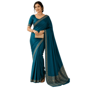 Women’s Elegant Saree – Royal Teal Grace