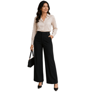 Women’s Tailored Wide-Leg Pants – Classic Black
