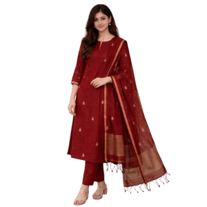 Women’s Handloom Kurti Set – Heritage Maroon