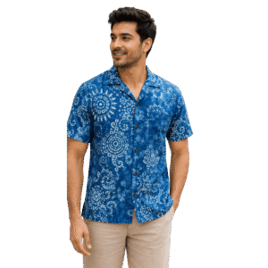 Men’s Batik Shirt – Ocean Heritage Blue